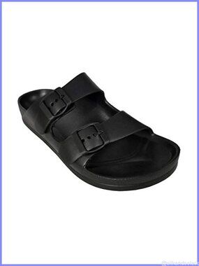 Ultra Lightweight EVA Comfort Slide Sandals Adjustable Double Buckle Flat